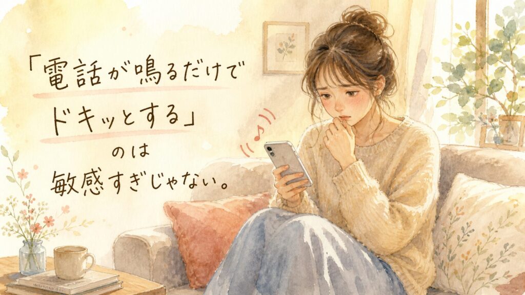 繊細さんが電話が苦手な理由を表した水彩イラスト