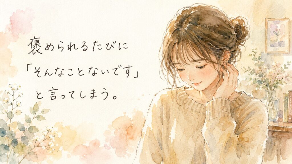 繊細さんが褒められても素直に受け取れない理由を表した水彩イラスト