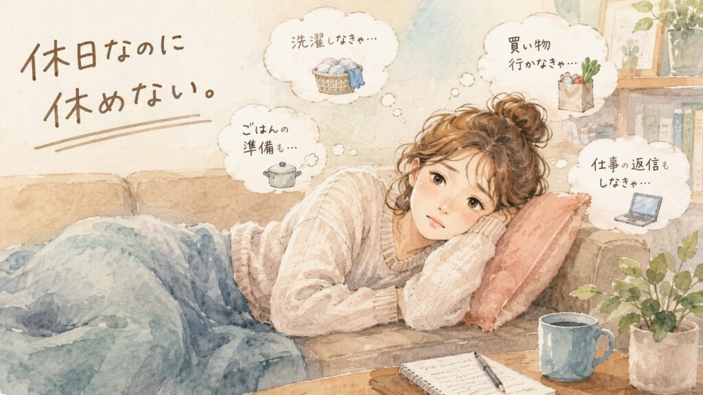 繊細さんが休日に休めない理由を表した水彩イラスト