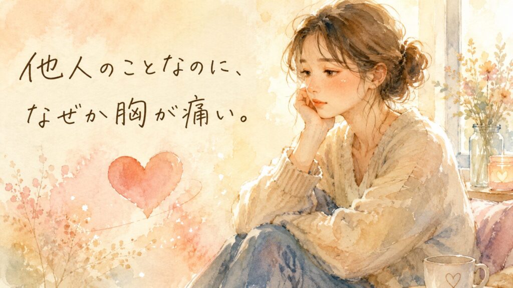 繊細さんが感情をもらいすぎてしまう理由を表した水彩イラスト