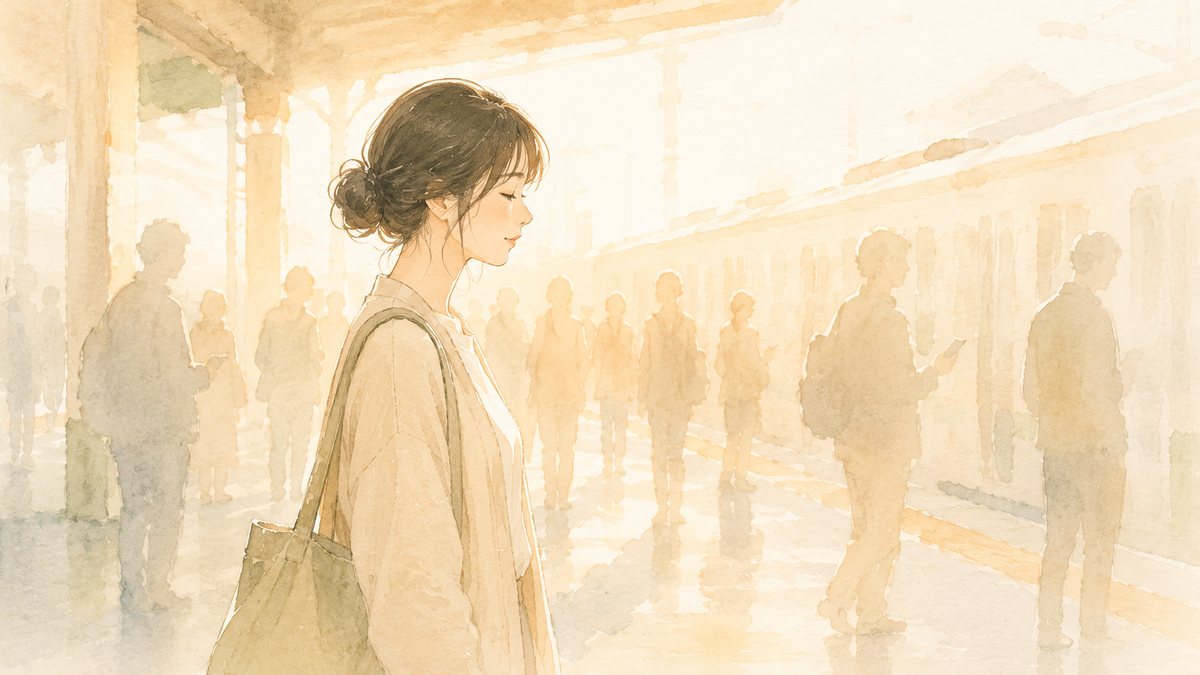 通勤の電車の音がつらい繊細さんのイラスト