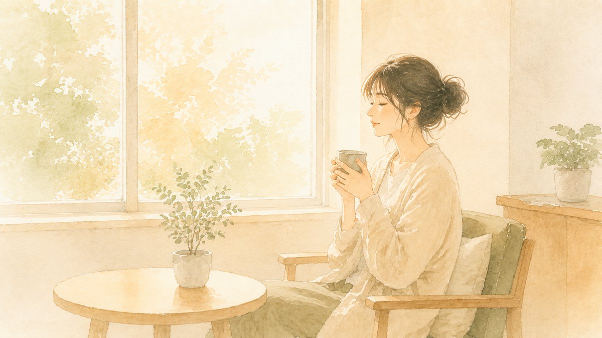 職場の休憩室でひとりになって休む繊細さんのイラスト